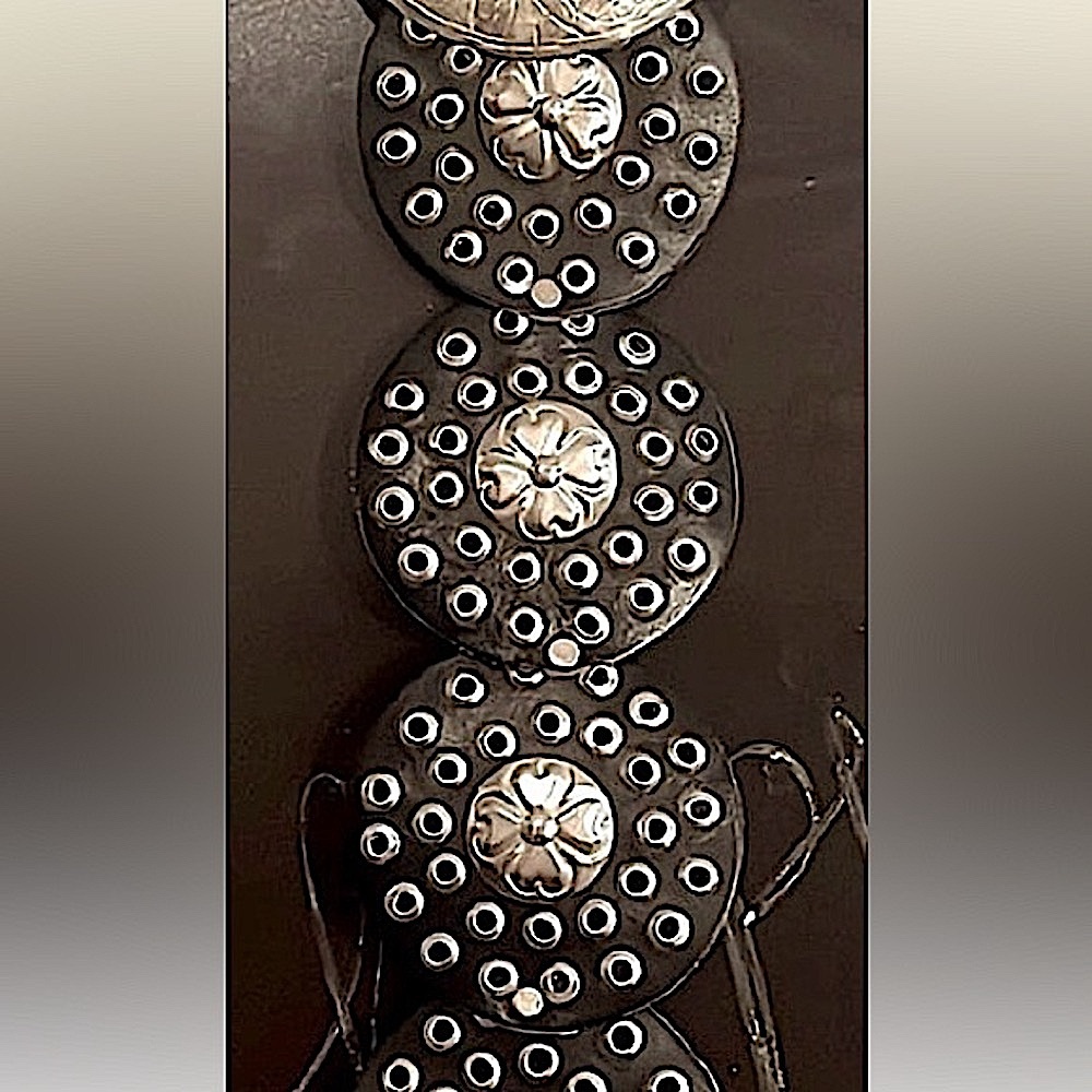 SILVER HEART CONCHO BROWN LEATHER BELT BUCKLE STAMPED HEARTS CONCHO  NEW - Picture 4 of 14